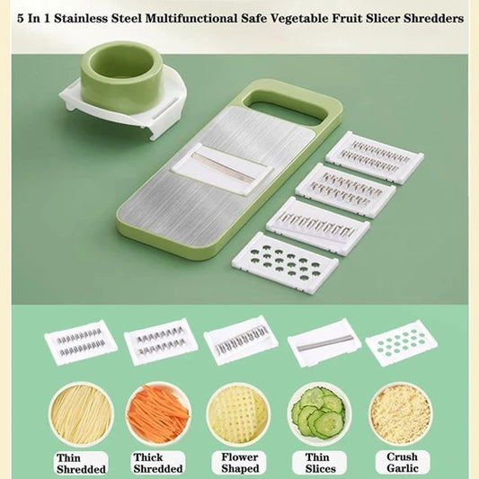 Manual Food Grater, 
5 in 1 Grater and Slicer with Stainless Steel Blade, Multi-functional Vegetable Fruit Slicer for Kitchen