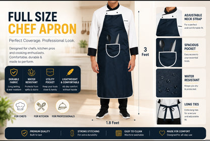 Premium Pack of 3 Kitchen Set 1 Parachute Apron 1 Pair Oven Gloves 1 Rooti Bag