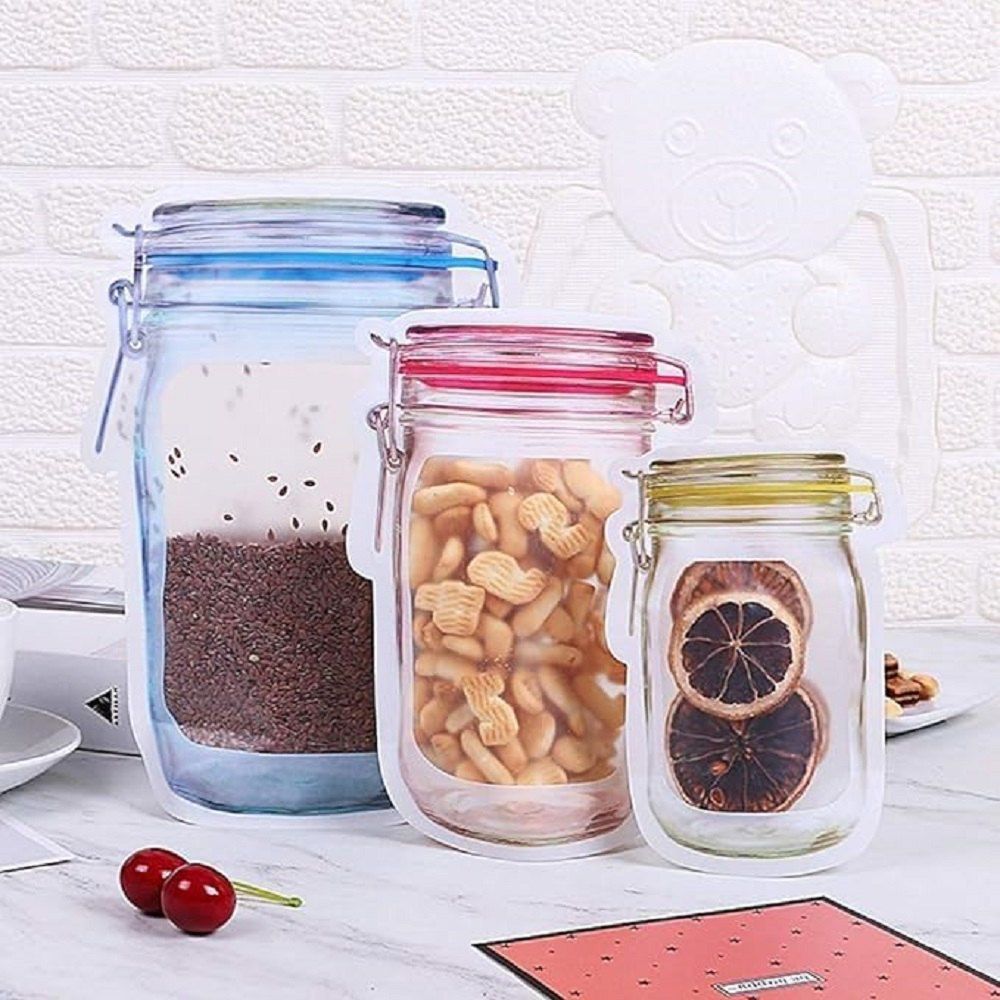 Set of 3 Pcs Reusable Jar Zip-Lock Bag