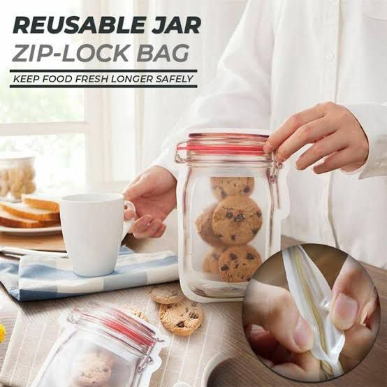 Set of 3 Pcs Reusable Jar Zip-Lock Bag