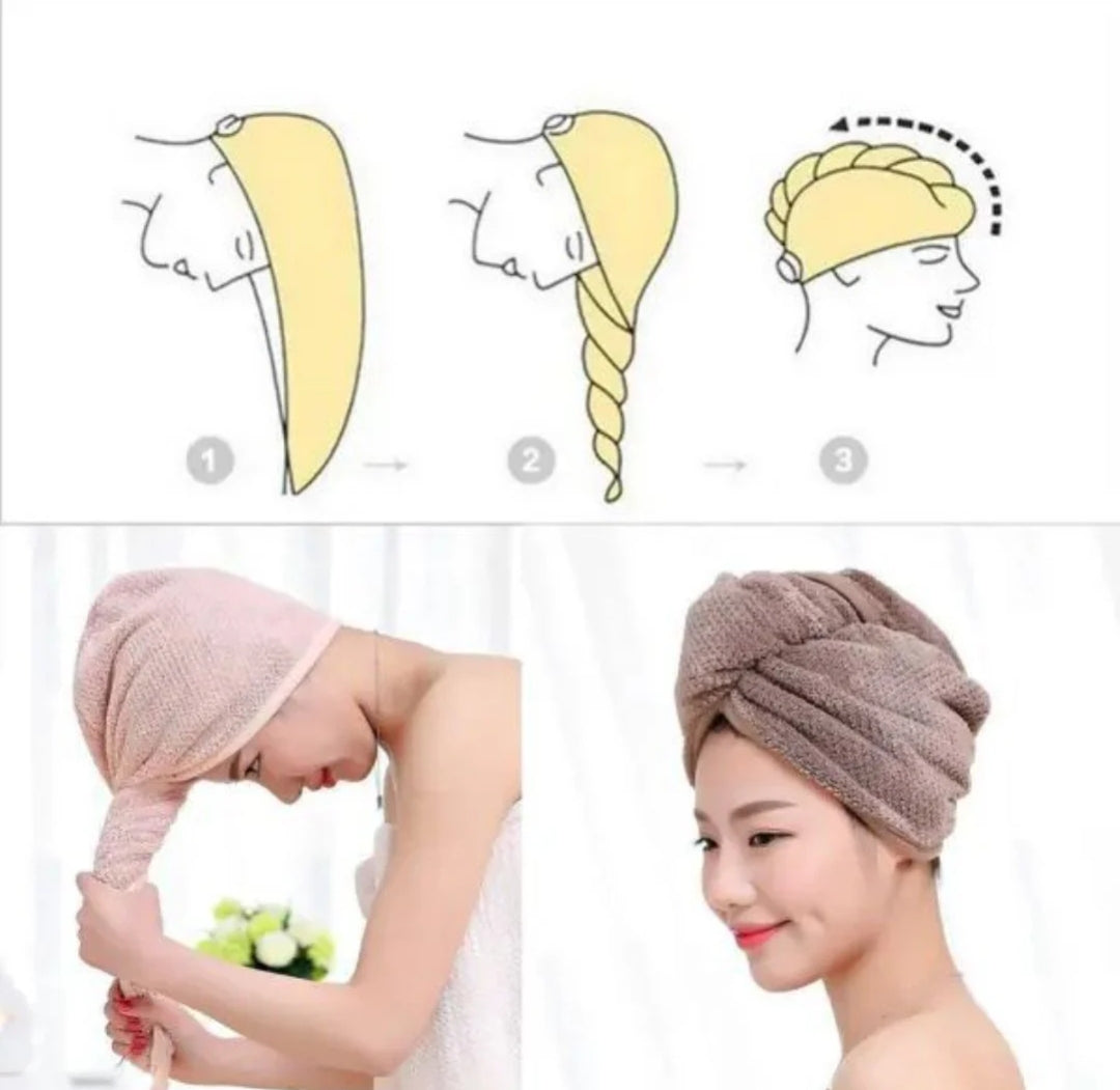 (Pack of 2 ) Imported Quality Cotton Hair Drying Towel Cap.
