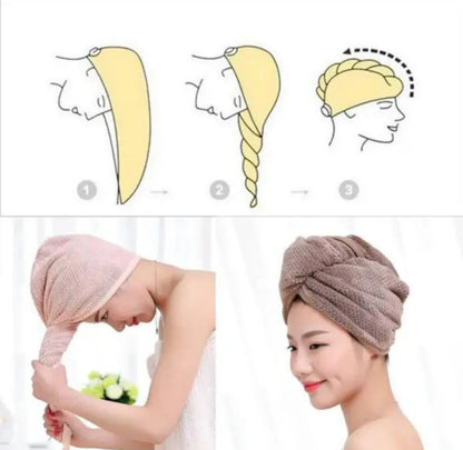 (Pack of 2 ) Imported Quality Cotton Hair Drying Towel Cap.