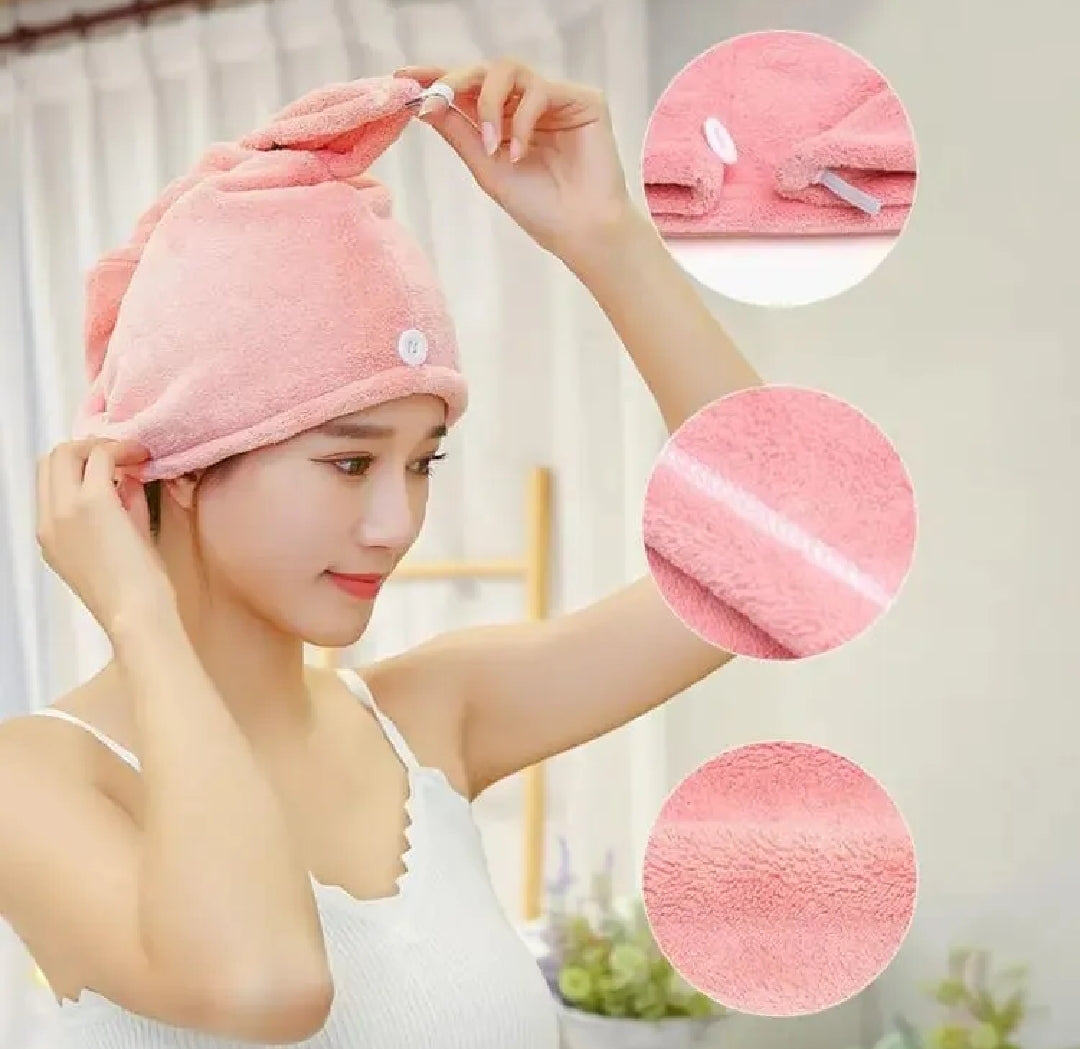 (Pack of 2 ) Imported Quality Cotton Hair Drying Towel Cap.